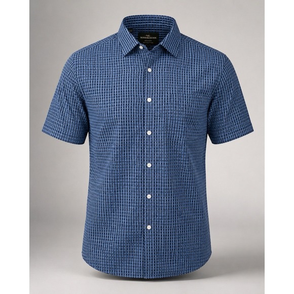 Rodd & Gunn Other - Rodd & Gunn Sports Fit Shirt Mens L Blue Check Short Sleeve Cotton Woven Italy